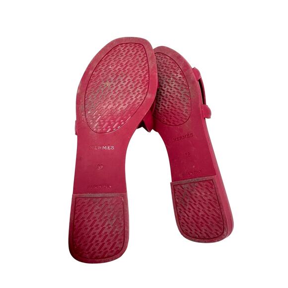 Hermes Oran Aloha Chaine Rubber Sandals Rose Baie 38 - Picture 9 of 10